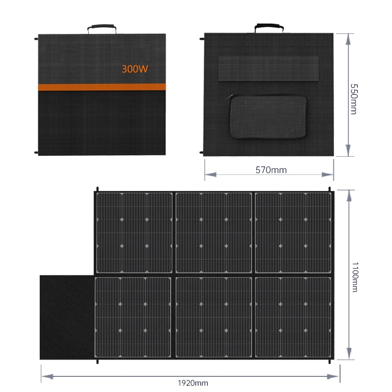 300w portable solar folding panel dimension