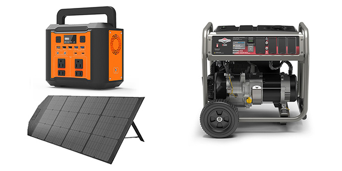 Portable solar generator and gas generator