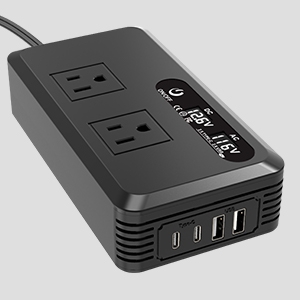 200W car inverter charging ports, including 2 AC outlets, 2 USB and 2 Type-C ports