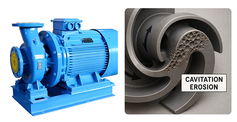 Centrifugal pump caviation erosion