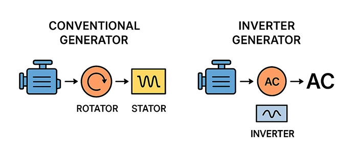 Conventional generators vs inverter generators