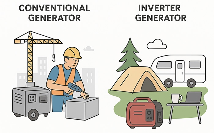 Different application scenarios of conventional generators and inverter generators