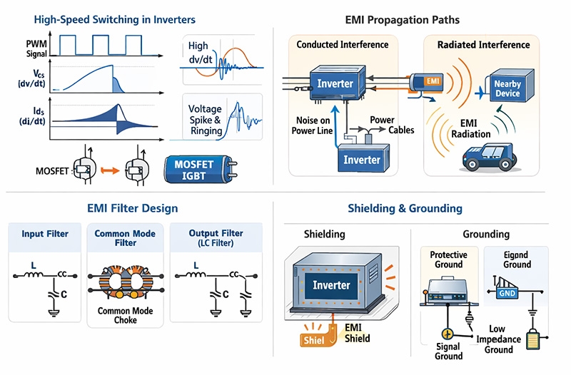 Methods to reduce EMI in inverters