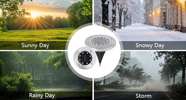Solar in ground light in different weather conditions
