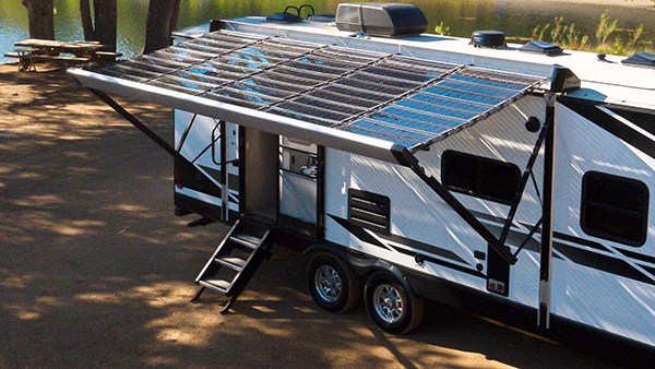 Solar panel awning on rv