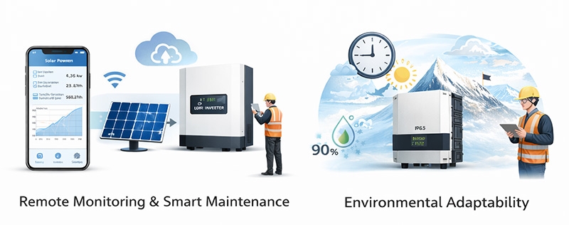 Solar power system smart monitoring and environmental adapatability