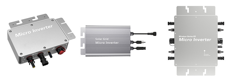 Three various types of solar micro inverters
