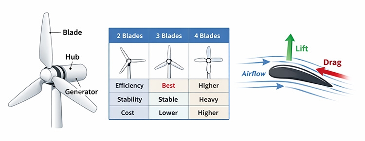 Why do wind turbines have 3 blades