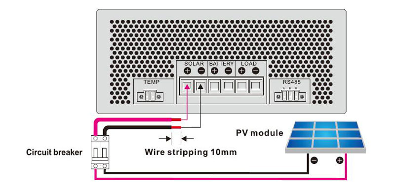 Connecting PV panel module to MPPT charge controller