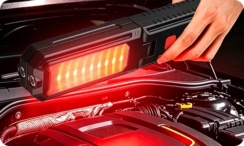 Foldable solar work light flashlight for red flash emergency warning