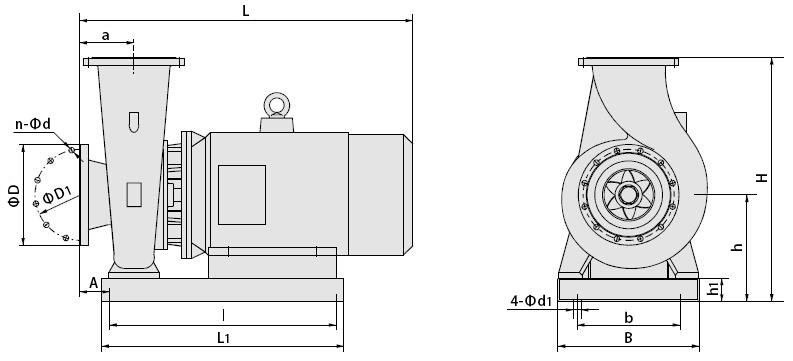 Horizontal centrifugal pump dimensional drawing
