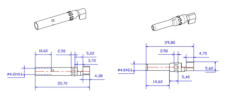 MC4 solar connector terminal dimension diagram