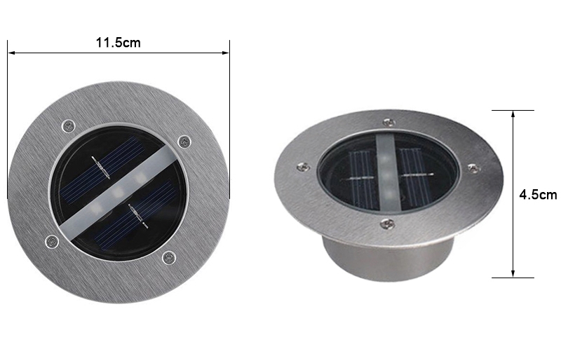 Outdoor 3led solar in ground light dimension