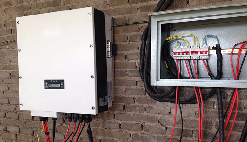 Solar pv inverter is installed on the wall