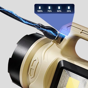 Rechargeable solar-powered spotlight flashlight battery display