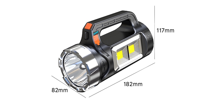 Rechargeable solar-powered spotlight flashlight size