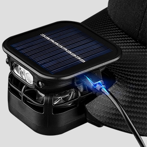Solar fan cap headlamp charging methods