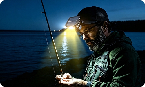 Solar fan cap headlamp for night fishing