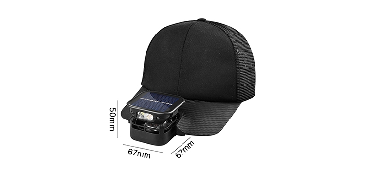Solar fan cap headlamp product size