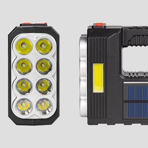 Solar handheld searchlight with 8-LED lighting modes