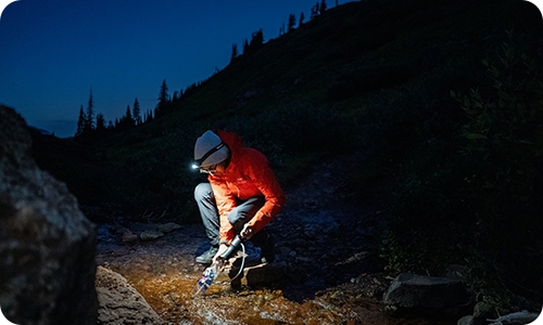 Solar headlamp for mountain hiking