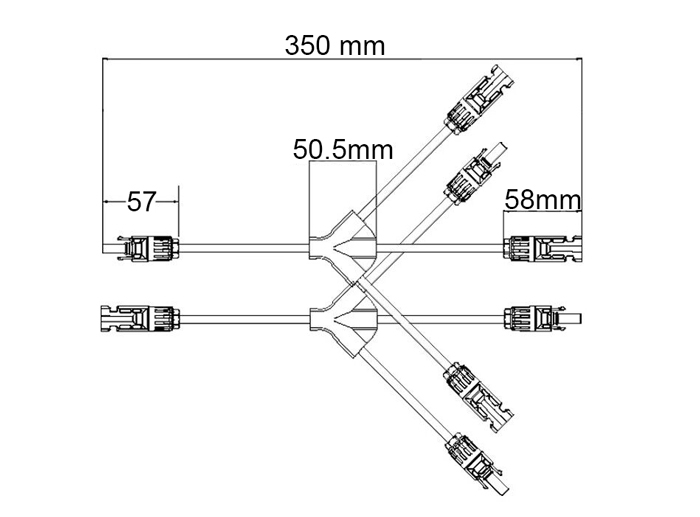 Solar panel connector Y branch 3-1 structure