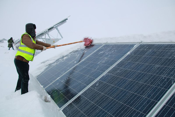 Solar panels in the winter