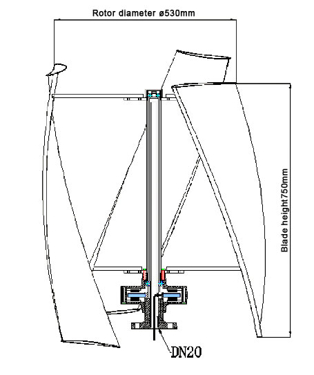 200W Vertical Axis Wind Turbine, 12V/24V