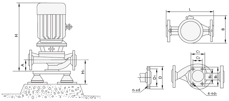 vertical centrifugal pump dimensional drawing